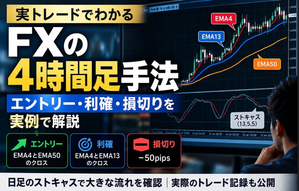 FXの4時間足手法|エントリー・利確・損切りを実例で解説