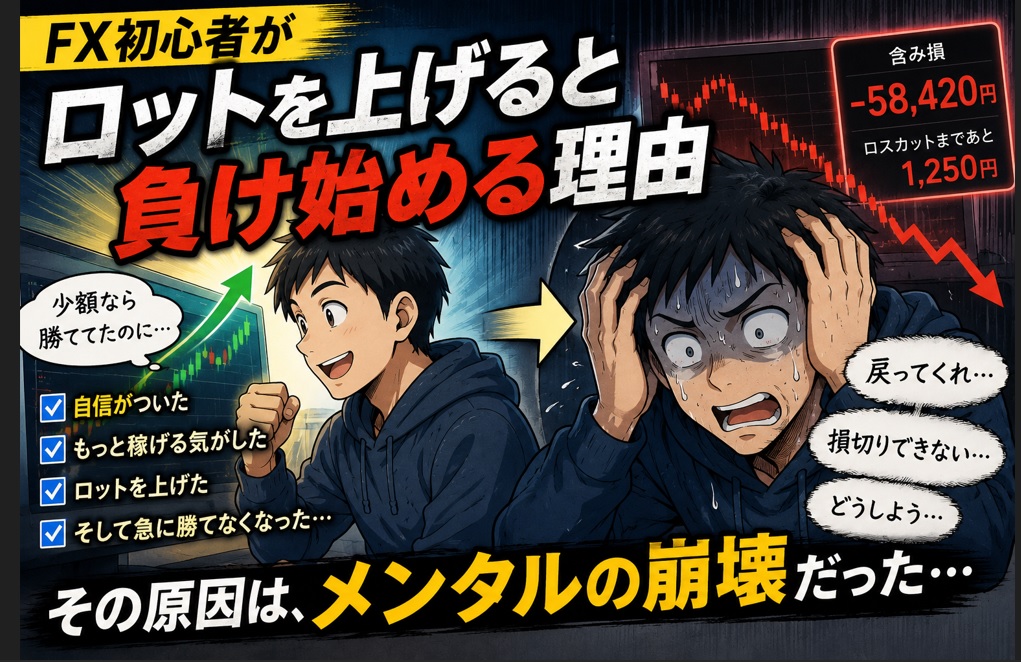 FX初心者がロットを上げると負け始める理由｜勝てていたのに崩れる瞬間のアイキャッチ画像