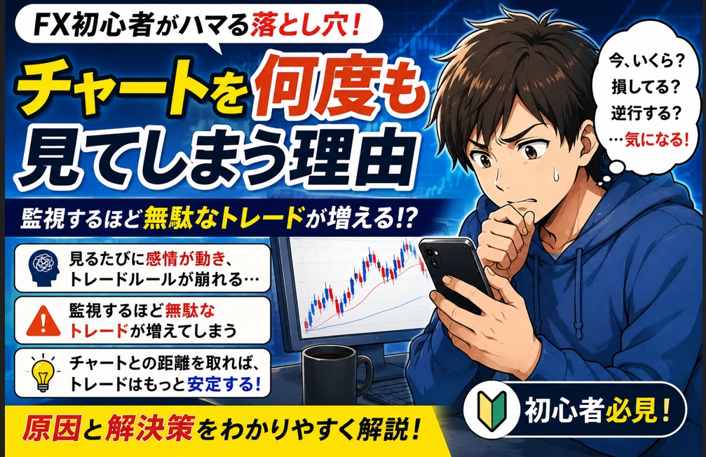 FX初心者がチャートを何度も見てしまう理由｜監視するほど無駄なトレードが増えるのアイキャッチ画像