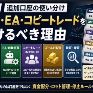XMの追加口座の使い分け_裁量・EA・コピートレードを分けるべき理由