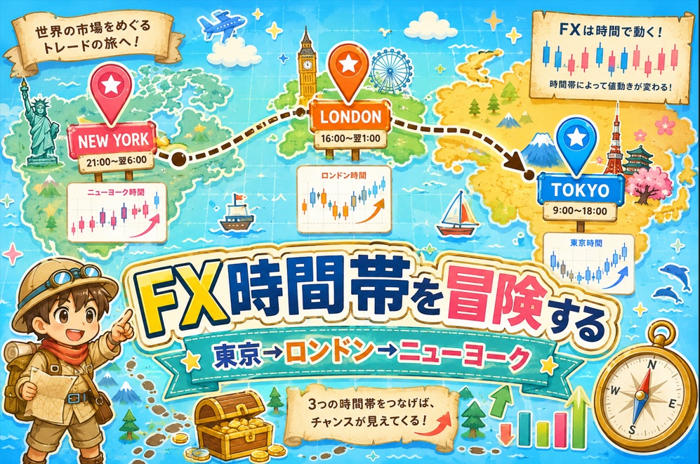 FXの東京・ロンドン・ニューヨーク時間とは？世界の為替市場を地図で冒険する