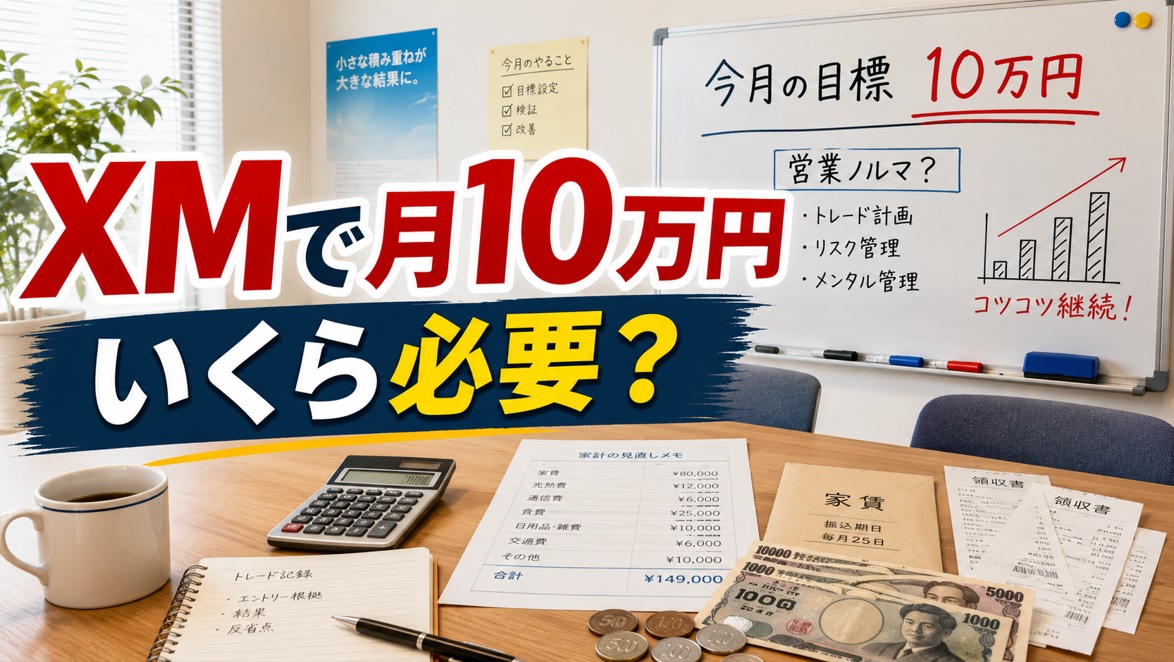XMで月10万円稼ぐにはいくら必要？資金別の月利・ロット・必要pipsを現実的に計算
