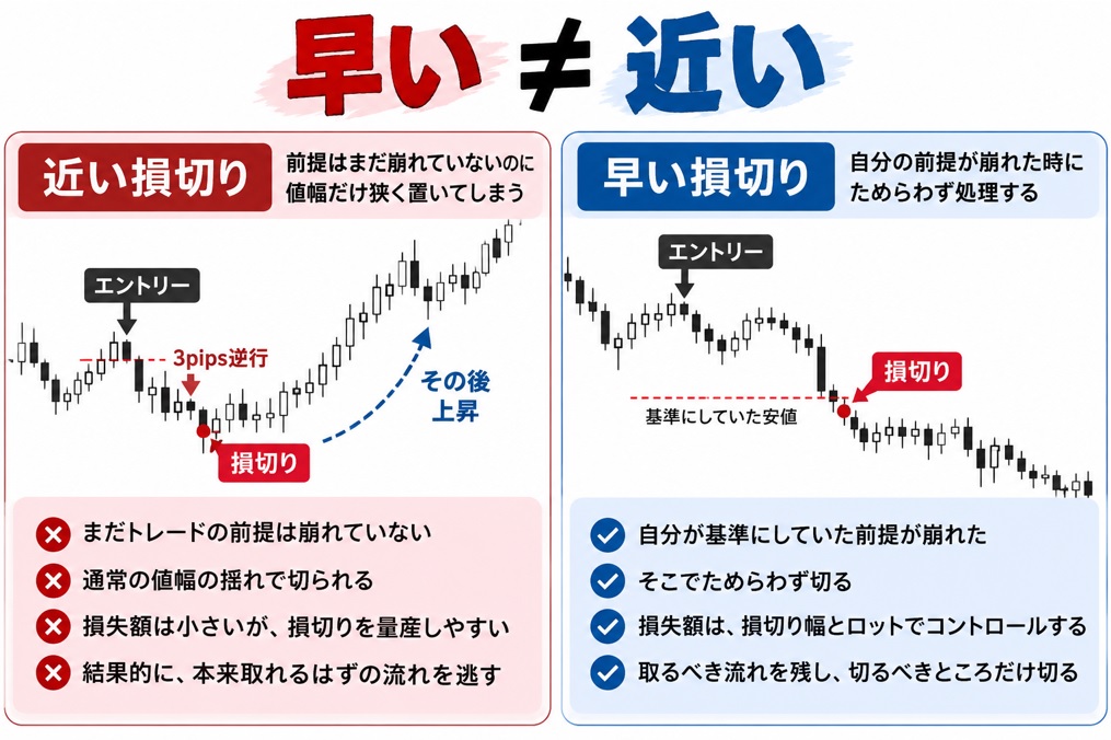 FXの損切りはどこに置く？「早い」と「近い」を間違えると負けやすい理由_「損切りは早く」と「損切りを近く」は別の話