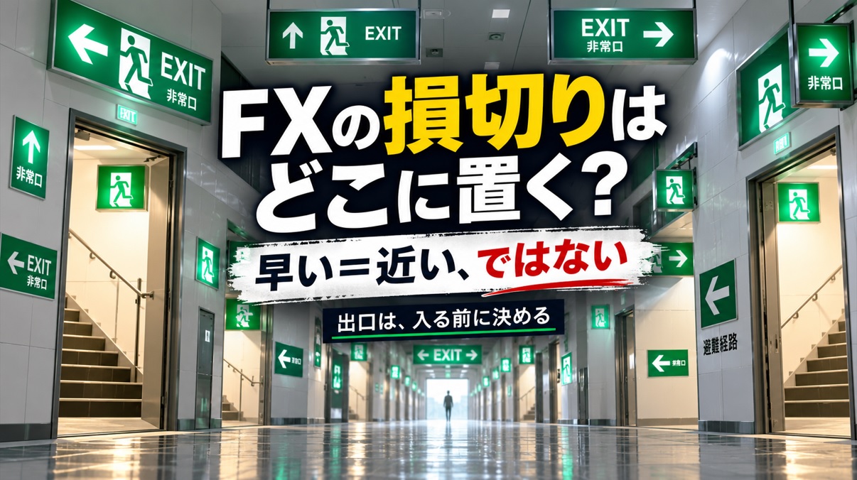 FXの損切りはどこに置く？「早い」と「近い」を間違えると負けやすい理由_アイキャッチ（出口が多すぎて迷っている≒損切りに遭いまくる図）