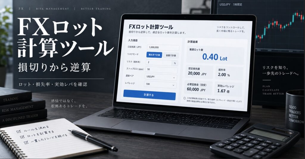FXロット計算ツール｜損切りから逆算する適正ロットと実効レバレッジ