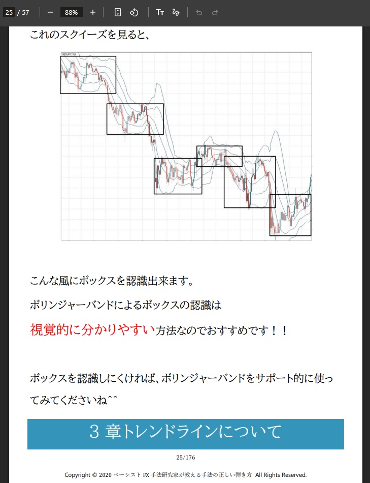 Kou裁量のススメ25ページ 黒枠で示したボックスとボリンジャーバンド